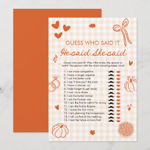 Invitación Juego de Novia o Novio Orange Fall He Said She Sai
