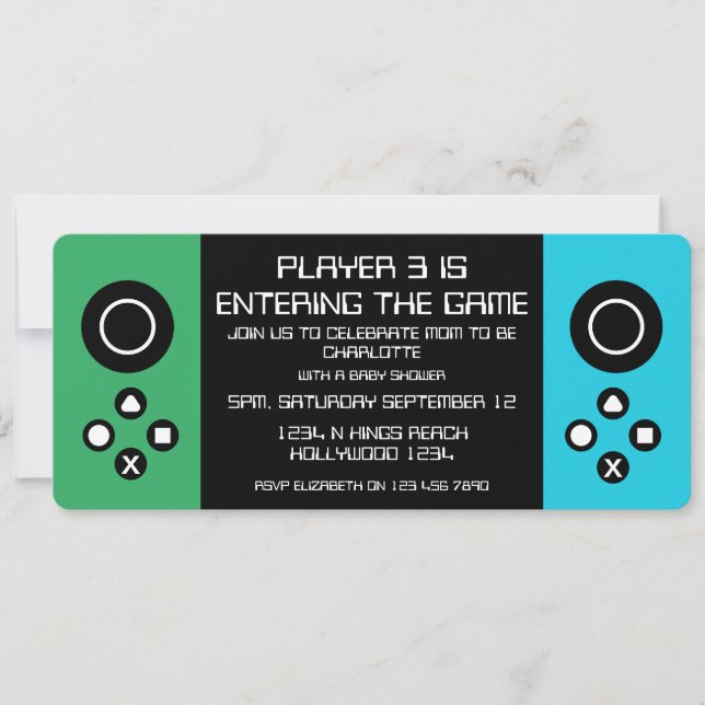 Invitación Juego de ordenador de Novedad divertida Baby Showe (Anverso)