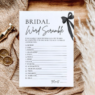 Invitación Juego de palabras desordenadas de boda con lazo ne