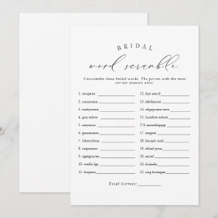 Invitación Juego de palabras desordenadas de boda con letra e