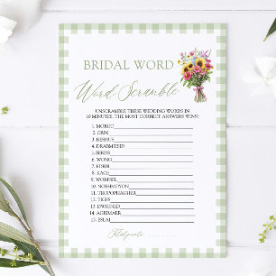 Invitación Juego de palabras desordenadas de boda en verde sa