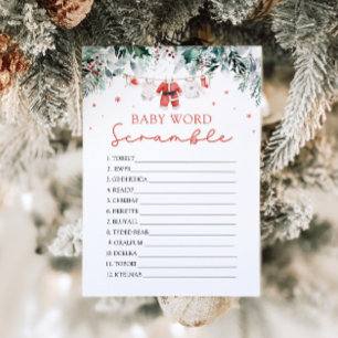 Invitación Juego de palabras desordenadas de Santa Baby Rojo
