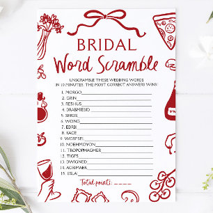 Invitación Juego de Palabras Desordenadas Nupciales Dibujadas