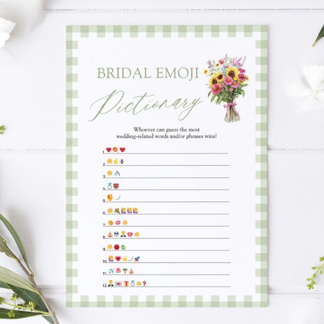 Invitación Juego de Pictionary con Emojis para Despedida de S (Sage Green Bridal Shower Emoji Pictionary Game)