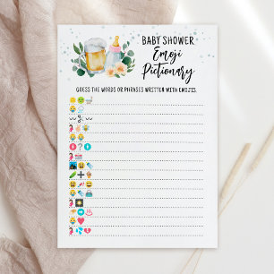 Invitación Juego de Pictionary de Emoji Baby Is Brewing Tarje