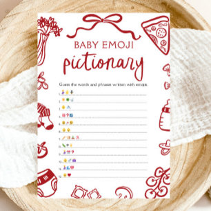 Invitación Juego de Pictionary de Emoji de Bebé Italiano Dibu