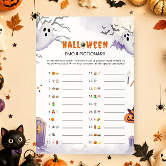 Invitación Juego de Pictionary de Emojis de Halloween | Fiest