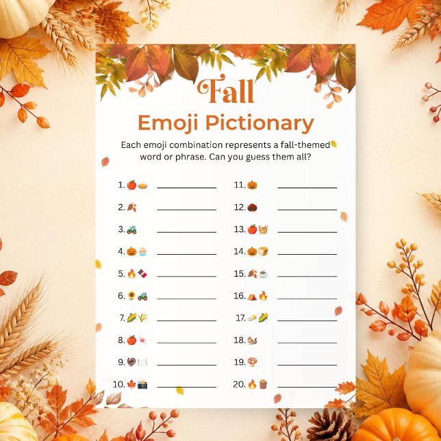 Invitación Juego de Pictionary de Emojis de Otoño | Juego de  (Subido por el creador)