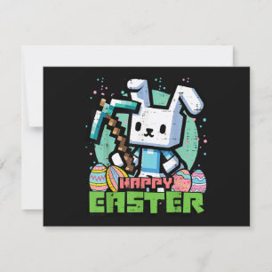 Invitación Juego de píxeles del conejo de Pascua feliz