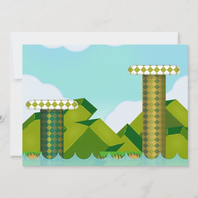 Invitación Juego de plataformas retro (Anverso)