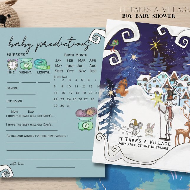Invitación Juego de predicción de bebé azul hielo que requier (It Takes a Village Ice Blue Baby Prediction Game Invitation)