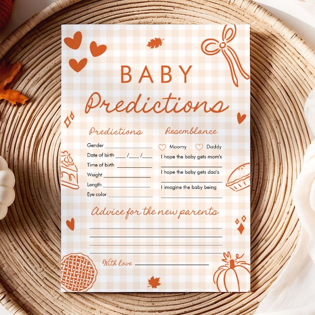 Invitación Juego de predicción de bebé dibujado a mano para b (Fall Hand Drawn Baby Prediction Baby Shower Game)