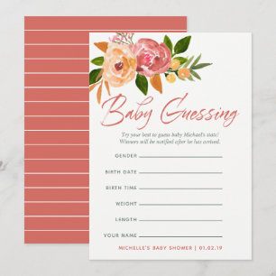 Invitación Juego de predicciones para bebé con flores silvest
