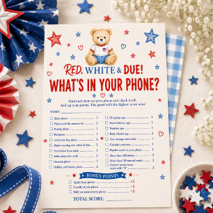 Invitación Juego de qué hay en tu teléfono Red White & Due