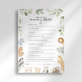Invitación Juego de quién conoce mejor a mamá en baby shower 