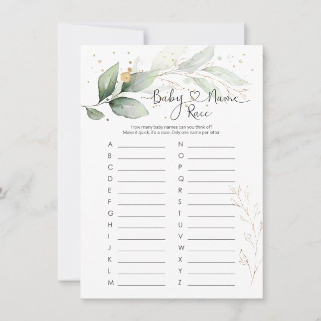 Invitación Juego de Raza por Nombre del Bebé, Juego de Baby S (Anverso)