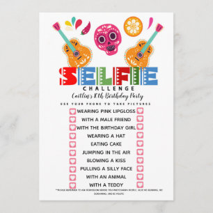 Invitación juego de reto de selfie fiesta de cumpleaños
