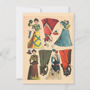 Invitación Juego de ropa de muñecas de papel antiguo victoria