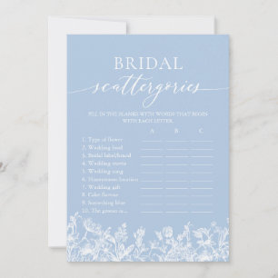 Invitación Juego de Scattergories Nupcial Flor Silvestre Azul