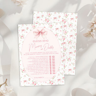 Invitación Juego de Shower de Bebé Floral Chic Rosa Mamá o Pa