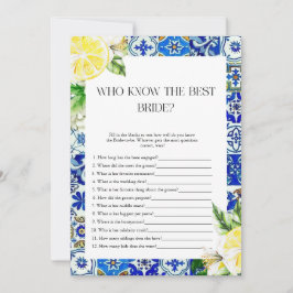 Invitación Juego de Shower Nupcial de Baldosa Azul Limón