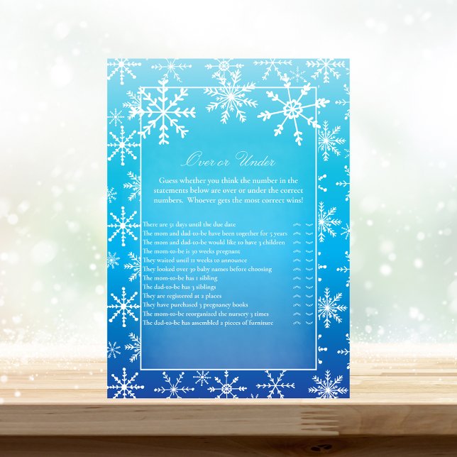 Invitación Juego de Snowflake azul en Baby Shower o bajo (Subido por el creador)