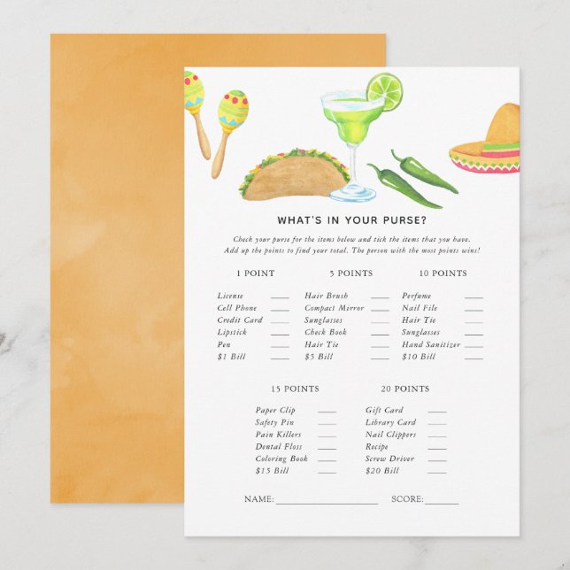 Invitación Juego de Taco Fiesta Mexicana (Anverso / Reverso)