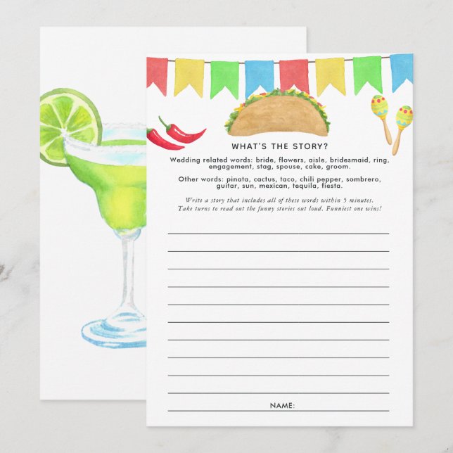 Invitación Juego de Taco Fiesta Mexicana (Anverso / Reverso)