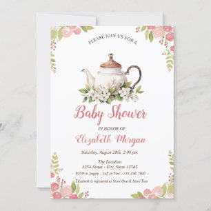 Invitación Juego de té acuarela rosas
