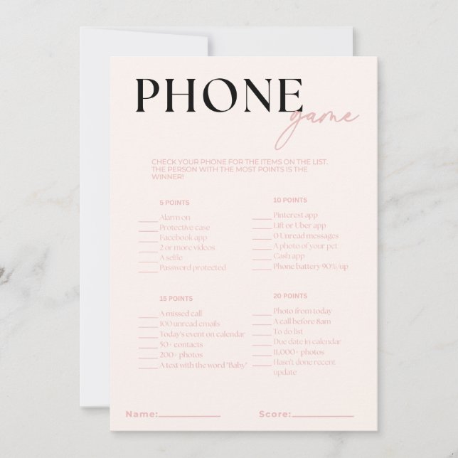 Invitación Juego de teléfono Juego de novias (Anverso)