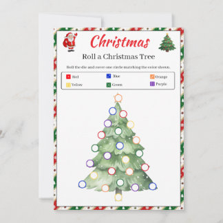 Invitación Juego de tirar un árbol de Navidad | Juego de dado
