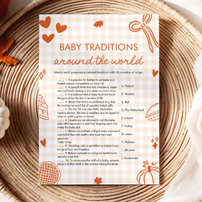 Invitación Juego de tradiciones de bebé dibujadas a mano alre (Hand Drawn Baby Traditions Around The World Game)