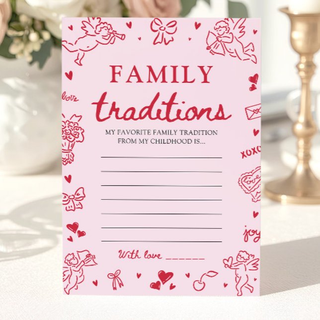 Invitación Juego de Tradiciones Familiares de Baby Shower Dib (Pink Hand Drawn Baby Shower Family Traditions Game )