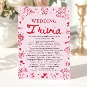 Invitación Juego de Trivia de Boda Dibujado a Mano Rosa para 