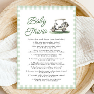Invitación Juego de Trivia para Baby Shower de Golf Verde Sal