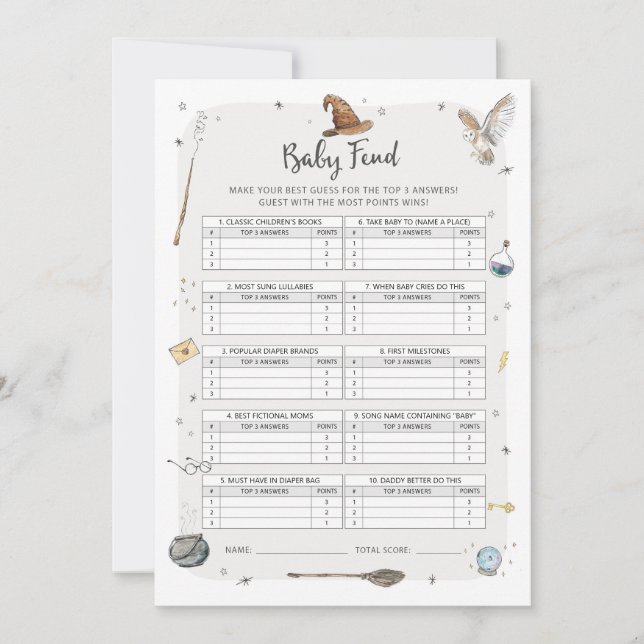 Invitación Juego de trivialidades para bebés Baby Shower (Anverso)