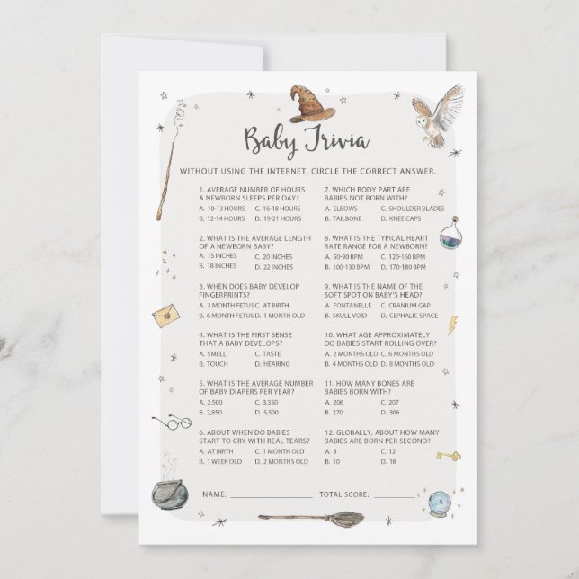 Invitación Juego de trivialidades para bebés Baby Shower (Anverso)