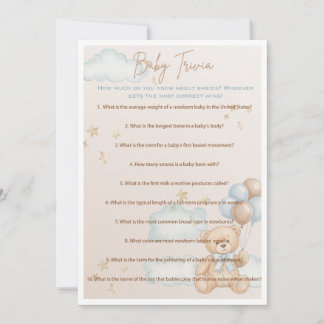 Invitación Juego de trivialidades para niños Baby Shower, osi