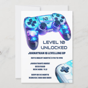 Invitación Juego de video del controlador de juegos en el niv