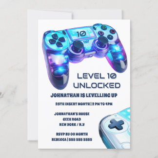 Invitación Juego de video del controlador de juegos en el niv