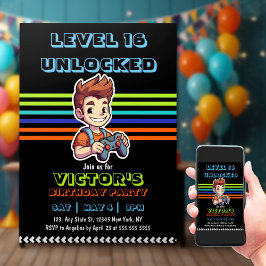 Invitación Juego de video Nivel de Jugador Boy Cumpleaños