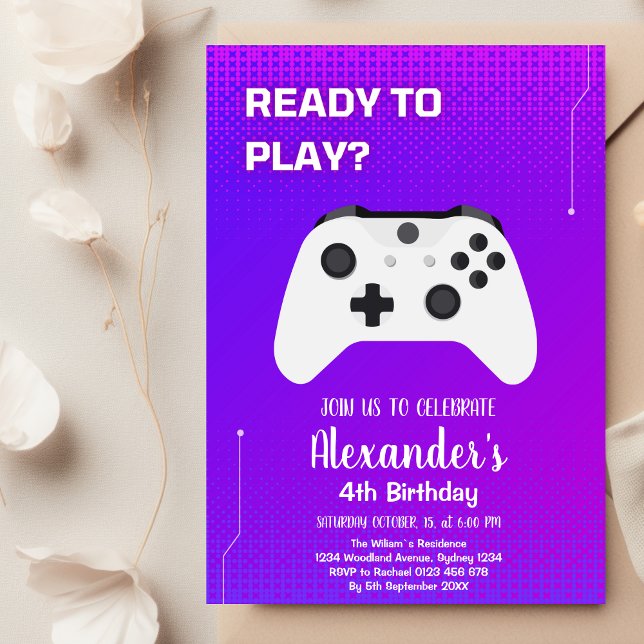 Invitación Juego de video Partida de cumpleaños Juego de Neon (Subido por el creador)