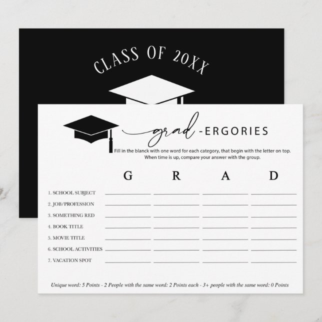 Invitación Juego de Word de Graduación (Anverso / Reverso)