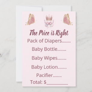 Invitación Juego del Precio Correcto de la Princesa Real Rosa