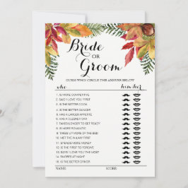 Invitación Juego editable de Novia o Novio de otoño