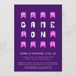Invitación Juego en chicas rosados jugando 12 cumpleaños