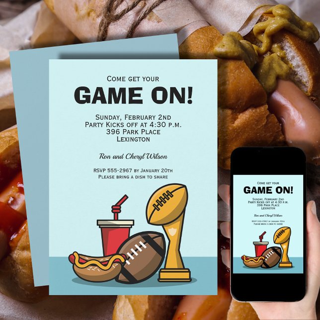 Invitación Juego En El Fútbol (Game On Football Party Invitations - order INSTANT DOWNLOAD, PRINTED or both!)