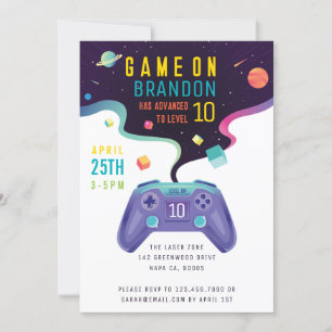 Invitación Juego en el nivel de juego de vídeo divertido Cump