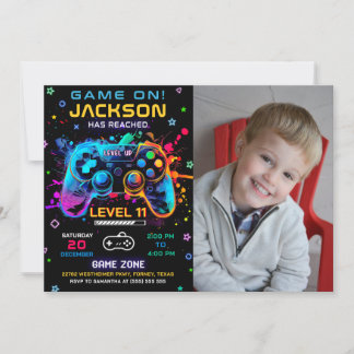 Invitación Juego en el nivel de video juego foto cumpleaños