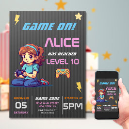 Invitación Juego en el nivel Diversión Videojuego Cumpleaños 